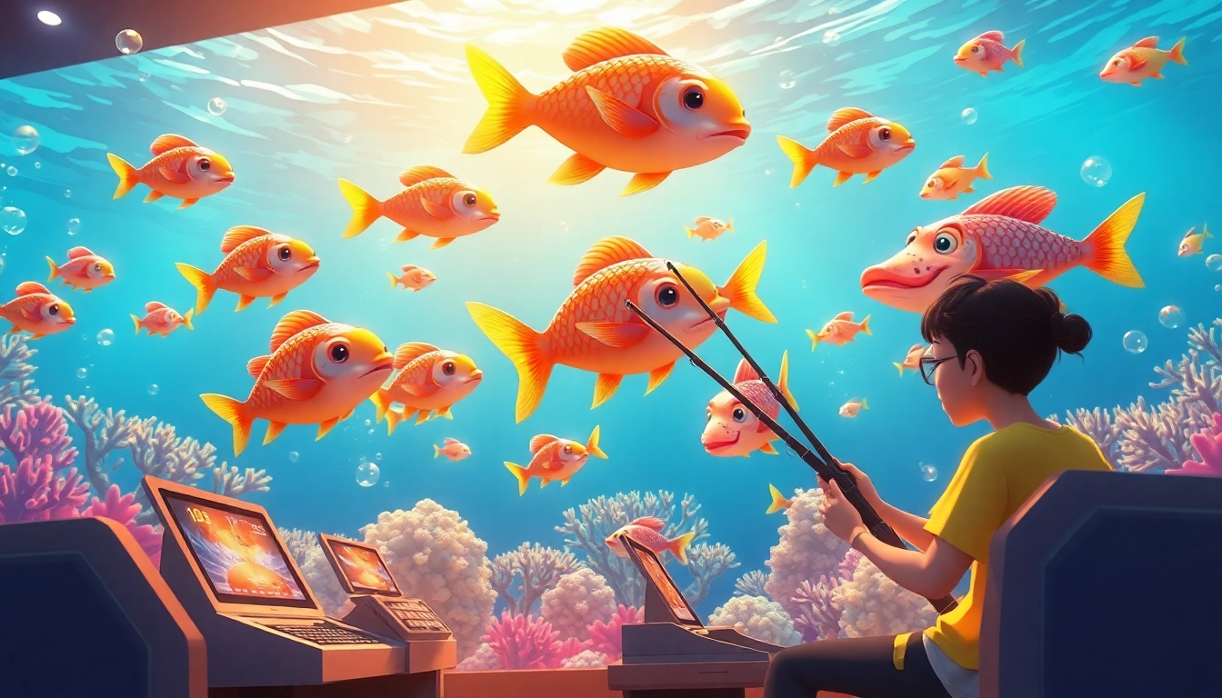 Engaging players in a thrilling bắn cá đổi thưởng experience with vibrant fish and gaming tools.