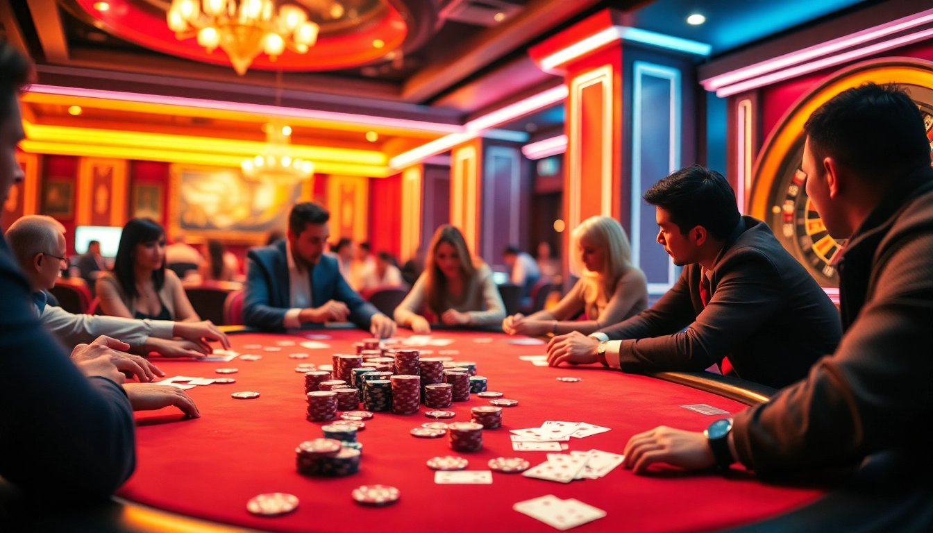 Experience the excitement of gambling at its best with bong da lu fun featuring engaged players at a lively poker table.