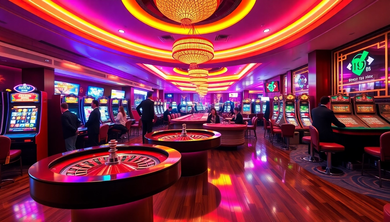 Exciting gaming at Nhà cái 123B casino featuring vibrant roulette and energetic players.