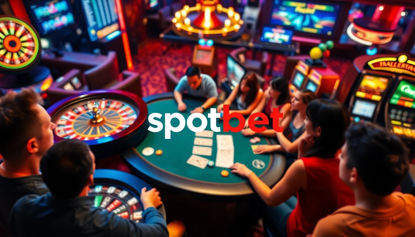 Spotbet players placing bets at an engaging online casino table with vibrant poker chips.