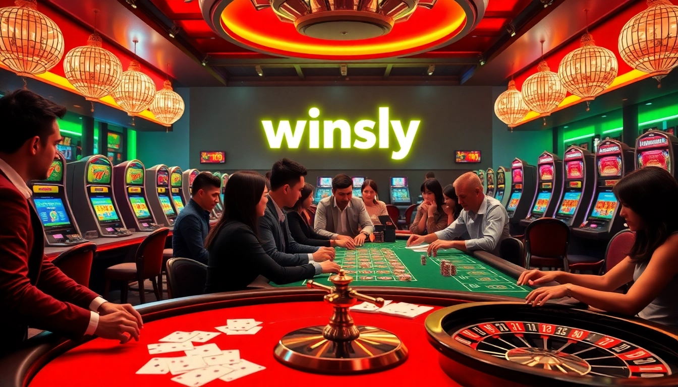 Winsly Casino offers excitement with poker tables, chips, and electrifying slot machines.