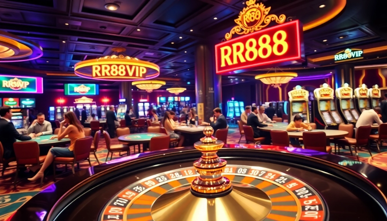 Experience the thrill of RR88 VIP in an exhilarating casino environment with vibrant games and glamorous players.