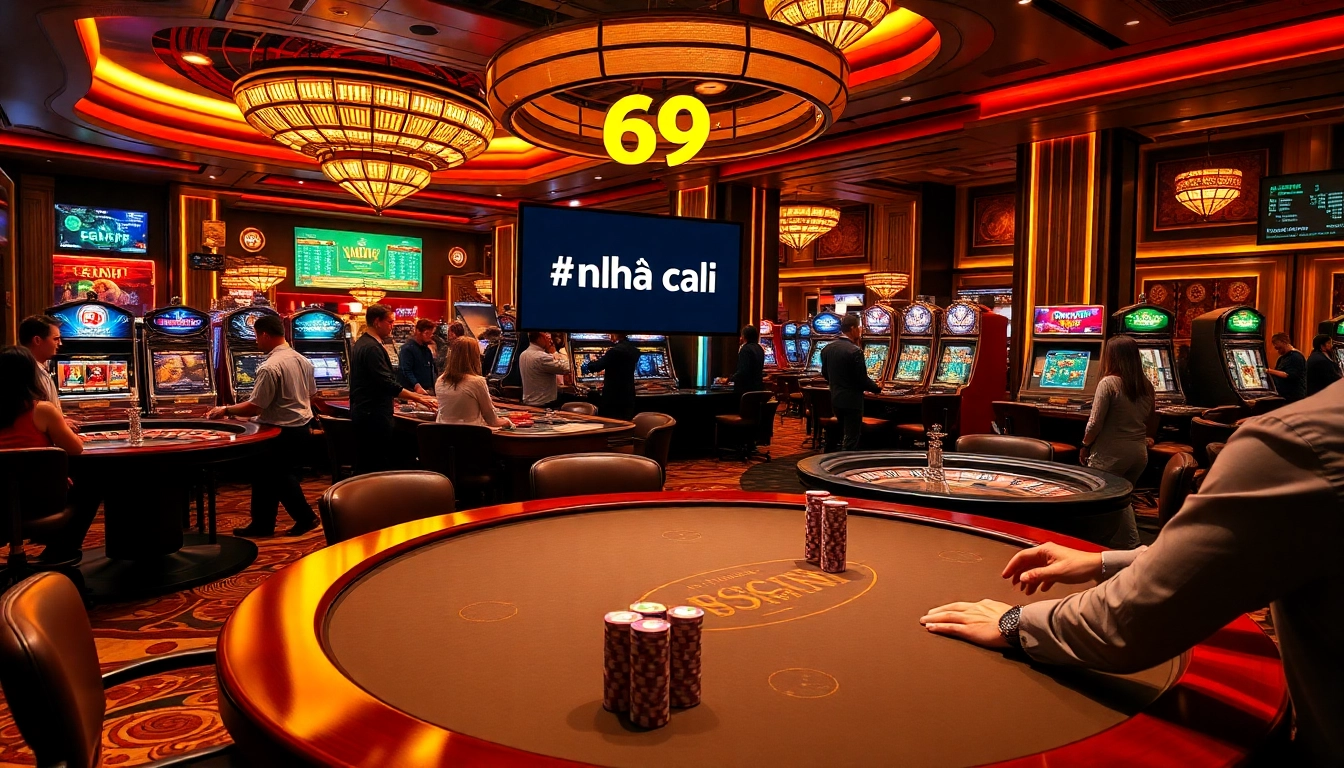 Engage with the thrilling atmosphere of nhà cái 69VN at a vibrant casino with poker, roulette, and slot machines.