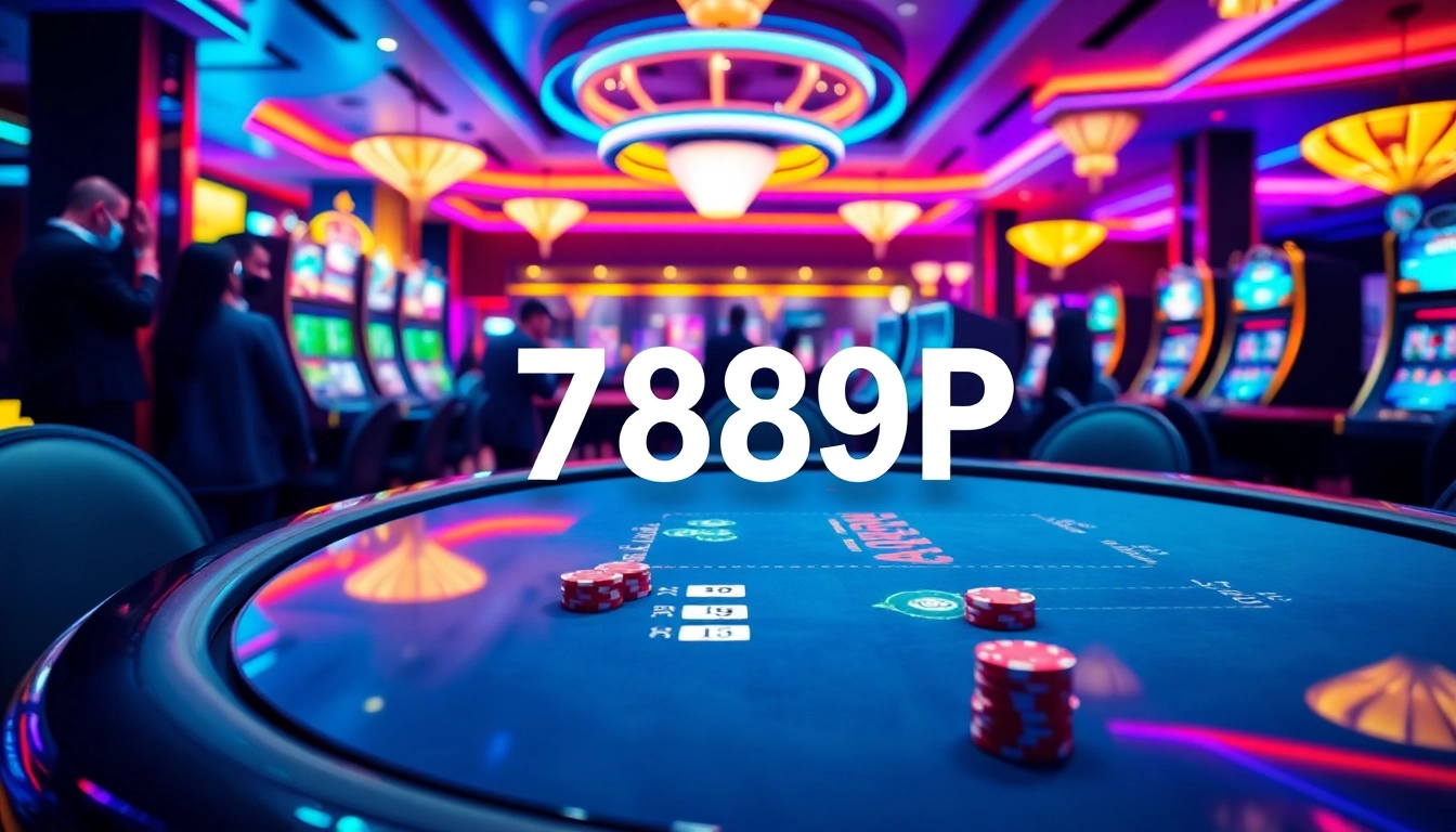 Experience the thrill of 789P at a lively casino table with intense players and vibrant gaming atmosphere.