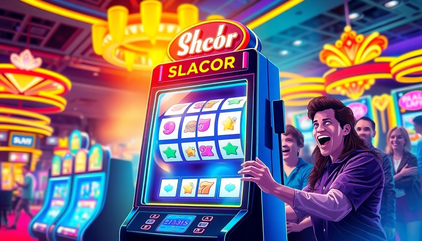 Exciting players engaging with the Slot Gacor machine in a vibrant casino environment.